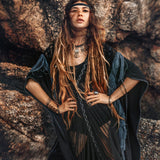 Boho Handwoven and Hand-Loomed Dress, Tribal Raw Cotton Cover-up - AYA Sacred Wear