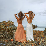 Boho Goddess Dress, Bohemian Dress, Dusty Pink Open Back Dress - AYA Sacred Wear