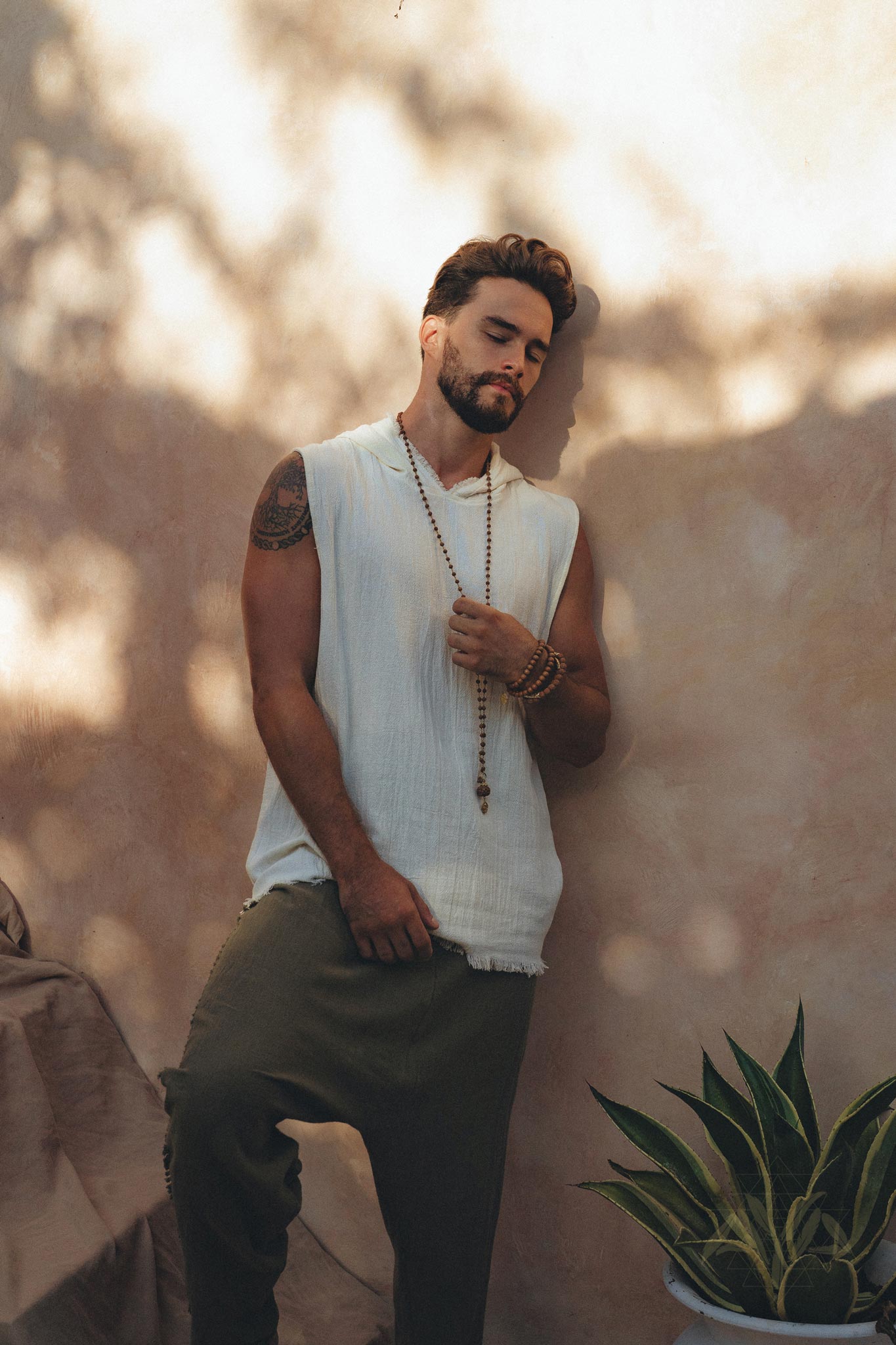 Handwoven Cotton Sleeveless Hoody for Man by AYA Sacred Wear