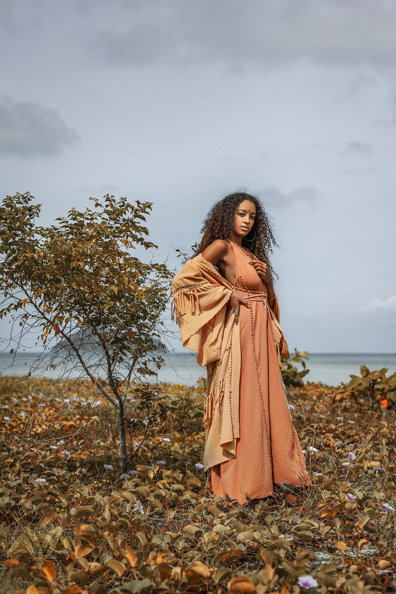 Boho Goddess Dress, Bohemian Dress, Dusty Pink Open Back Dress - AYA Sacred Wear