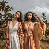 Boho Goddess Dress, Bohemian Dress, Dusty Pink Open Back Dress - AYA Sacred Wear