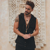 Black Handwoven Cotton Shorts for Men by AYA Sacred Wear