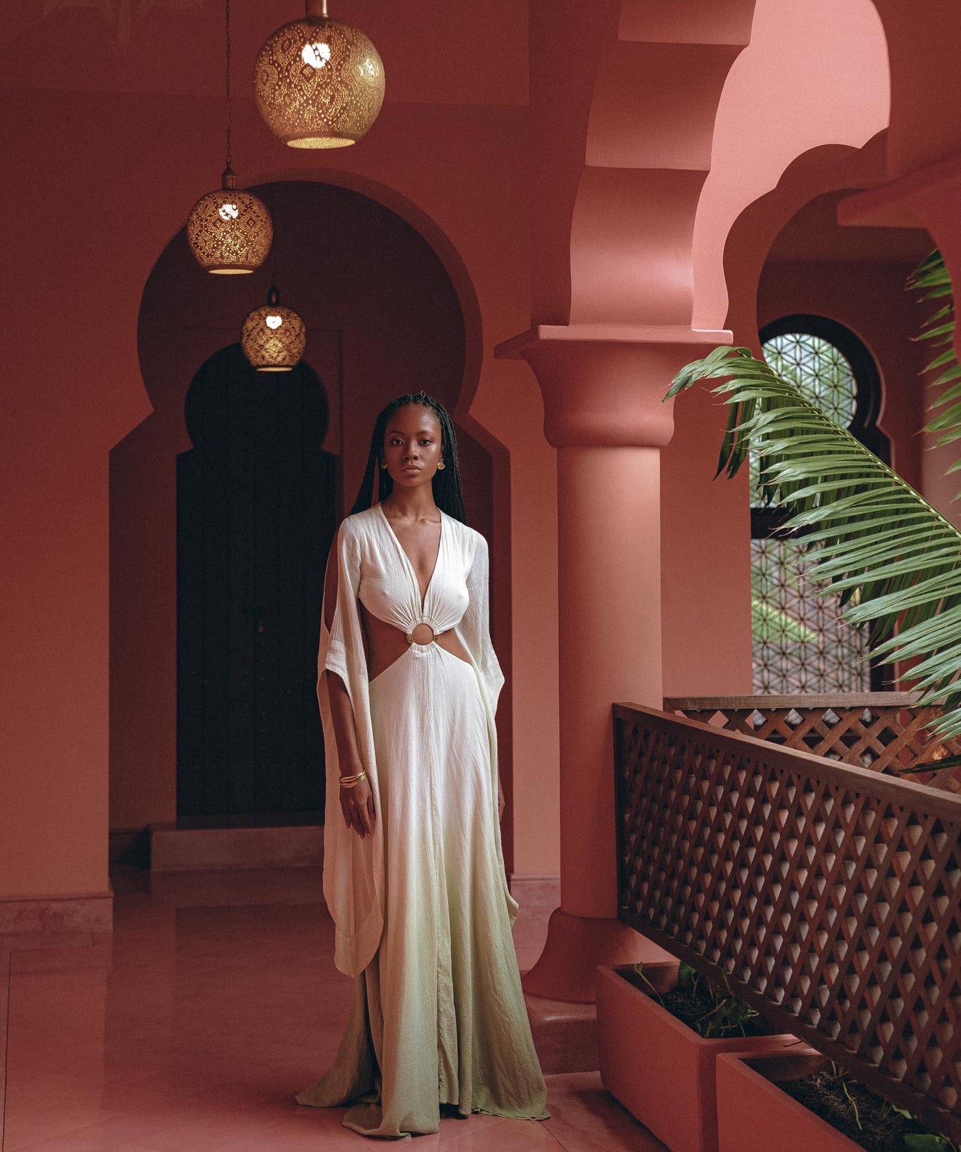 NEW! Off-White to Green Organic Wedding Boho Dress for Women