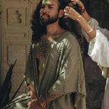 Sage Green Raw Cotton Minimalist Poncho for Men by AYA Sacred Wear