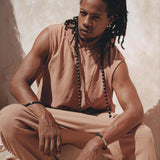 Pale Orange Handwoven Cotton Pants for Men by AYA Sacred Wear