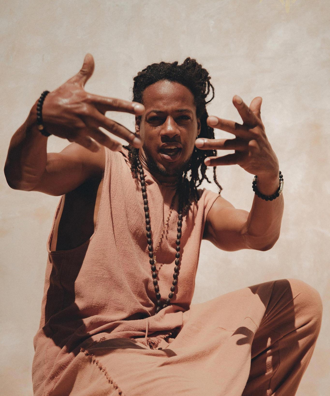 Pale Orange Handwoven Cotton Pants for Men by AYA Sacred Wear