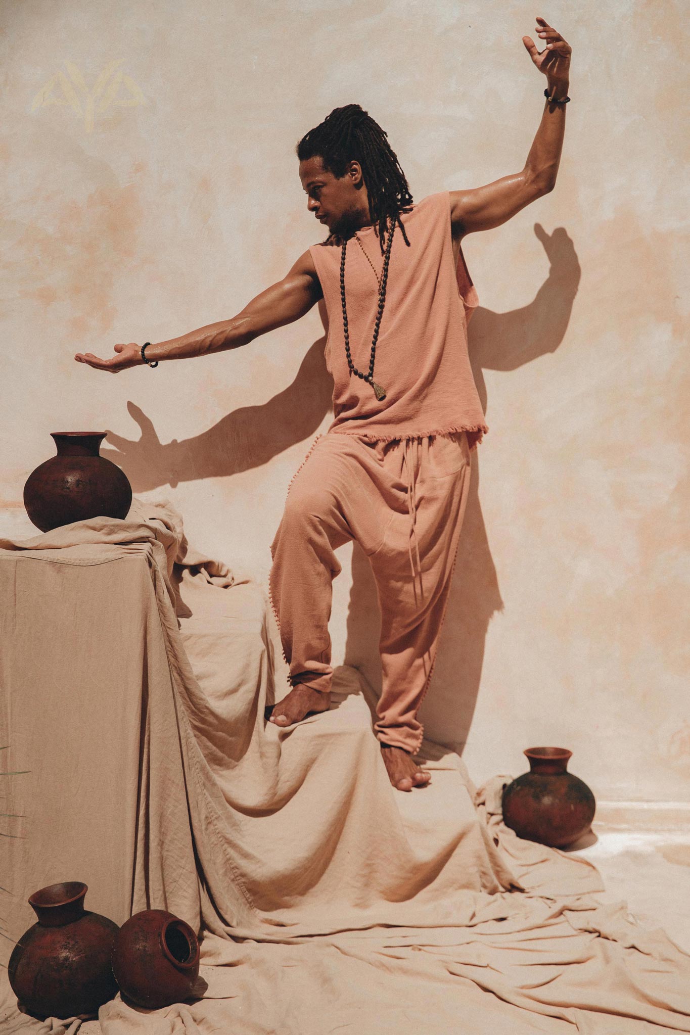 Pale Orange Handwoven Cotton Pants for Men by AYA Sacred Wear