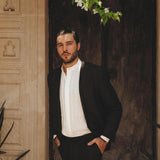 Black Linen Blazer Jacket for Men by AYA Sacred Wear