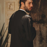Black Linen Blazer Jacket for Men by AYA Sacred Wear