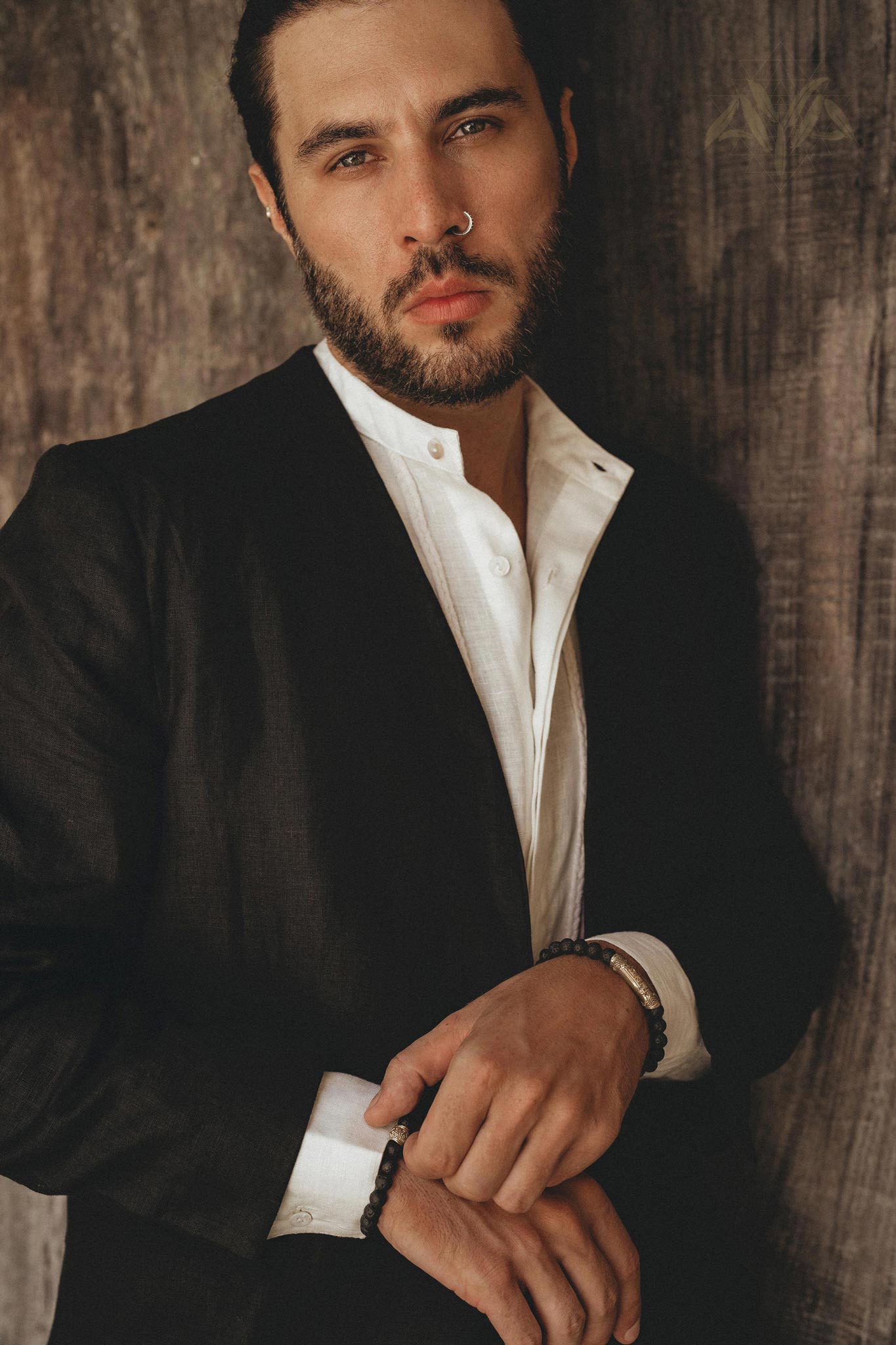 Black Linen Blazer Jacket for Men by AYA Sacred Wear