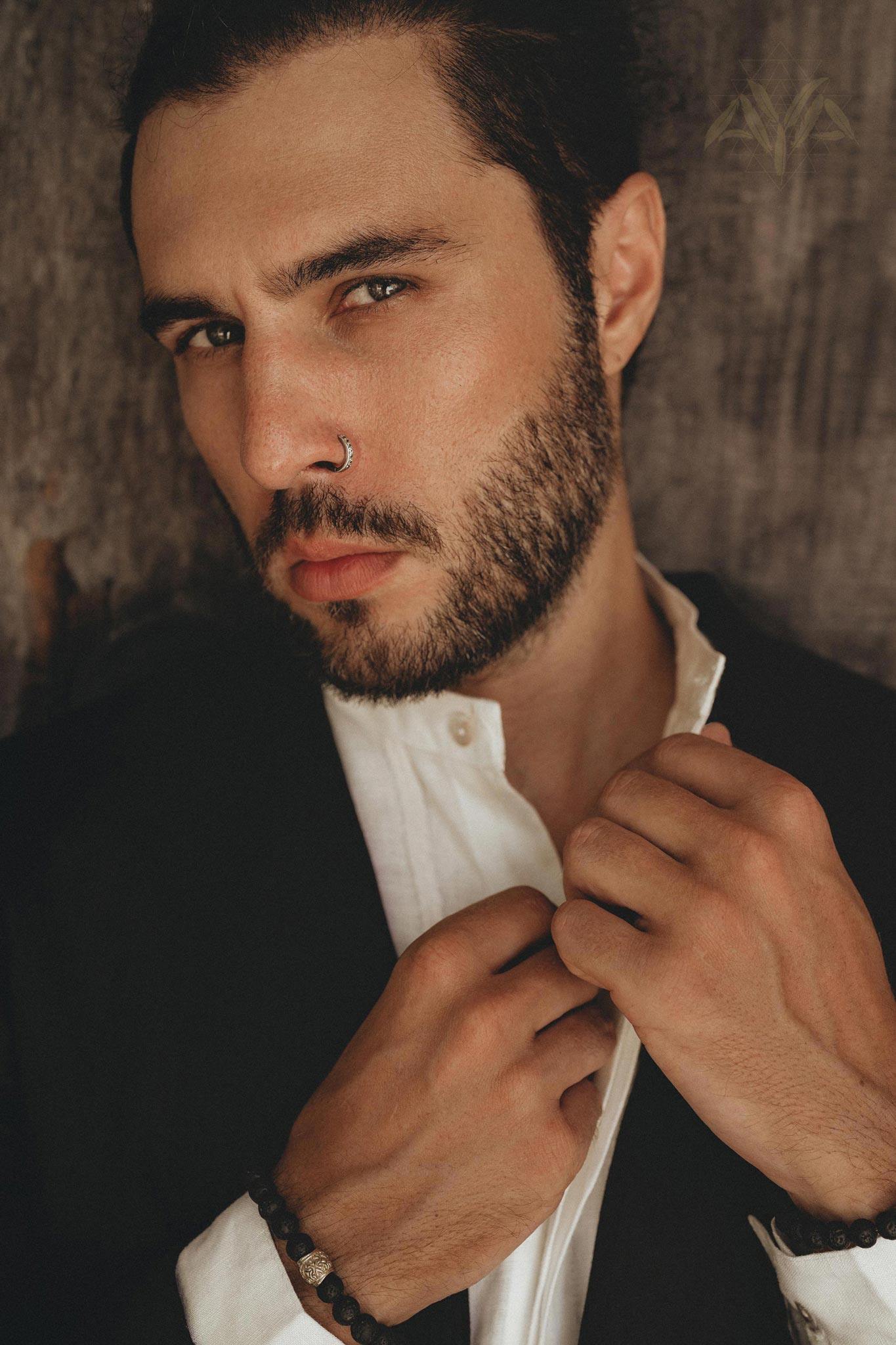 Black Linen Blazer Jacket for Men by AYA Sacred Wear