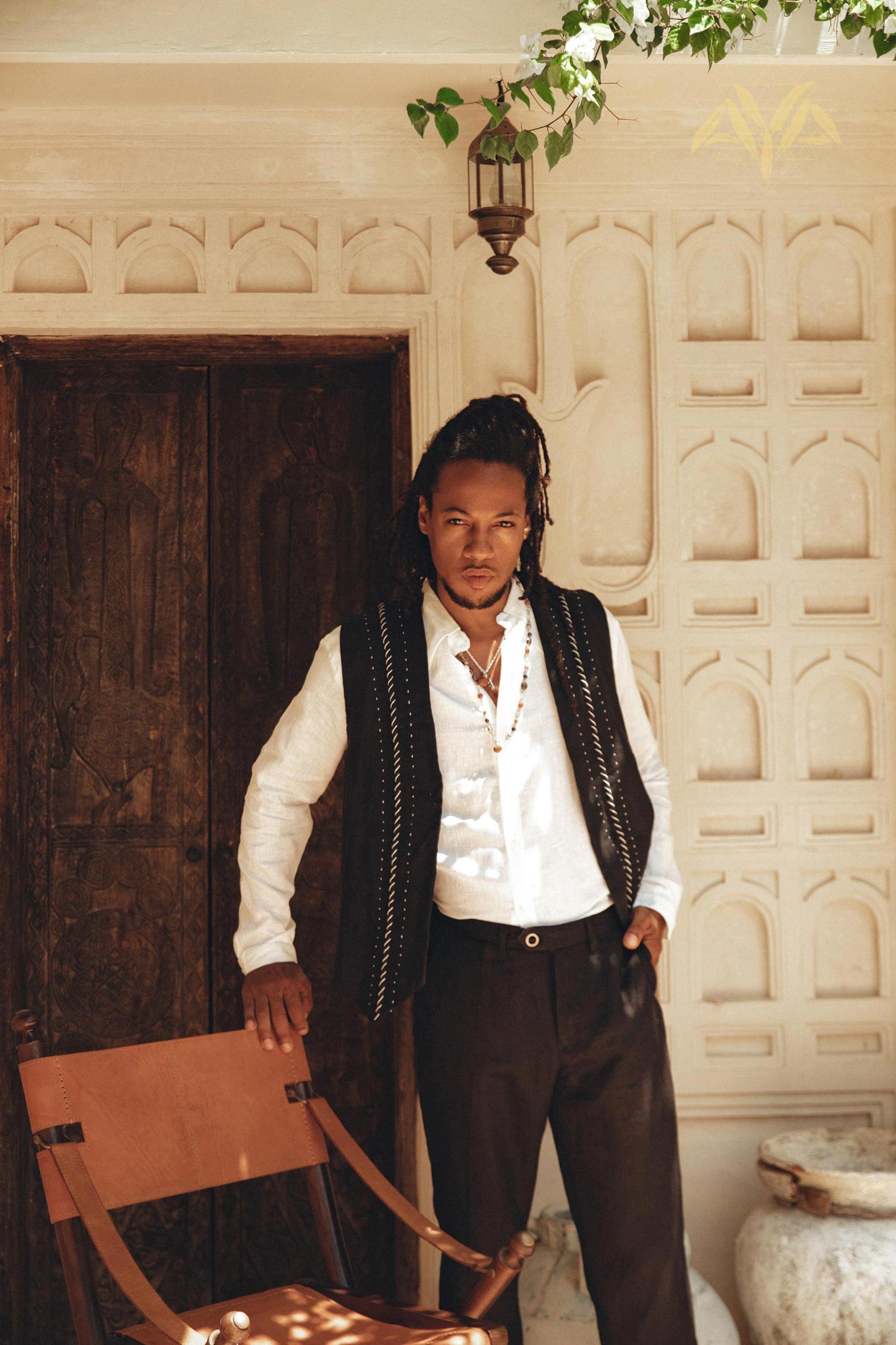 Black Classic Linen Trousers for Men by AYA Sacred Wear