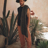 Black Handwoven Thick Cotton Sleeveless Hoody Tank Top for Man by AYA Sacred Wear