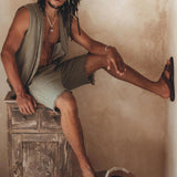 Sage Green  Handwoven Cotton Shorts for Men by AYA Sacred Wear