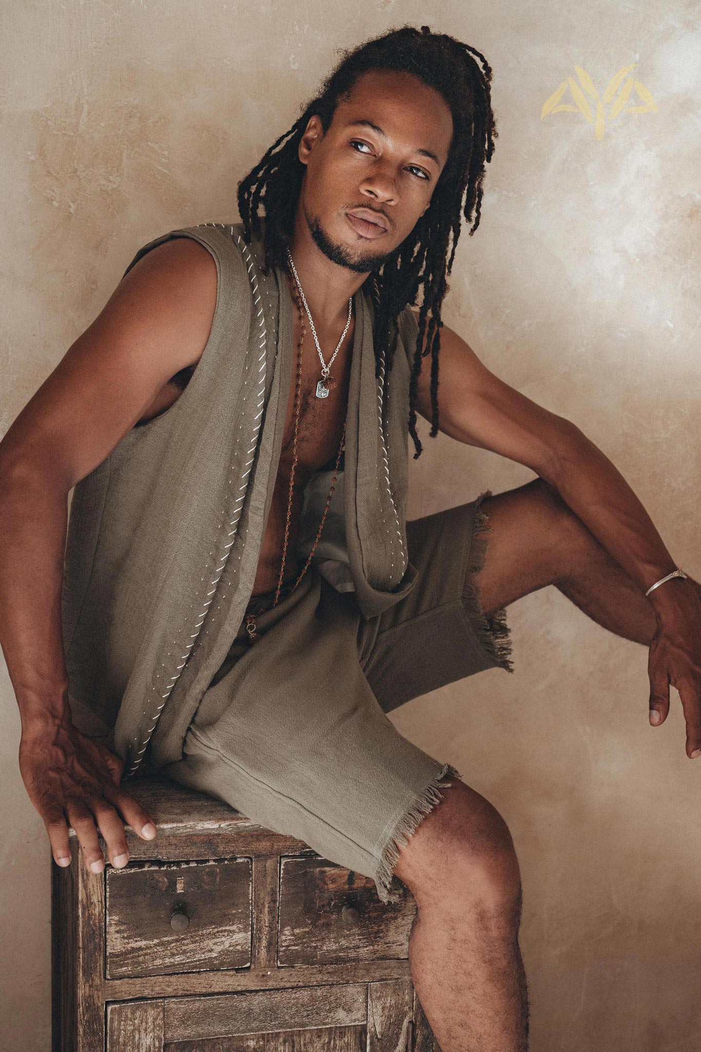 Sage Green  Handwoven Cotton Shorts for Men by AYA Sacred Wear