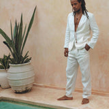 White Linen Blazer Jacket for Men by AYA Sacred Wear