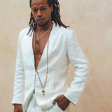 White Linen Blazer Jacket for Men by AYA Sacred Wear