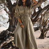 Sage Green Boho Dress • Plus Size Dress for Women • Kaftan Maxi Dress by AYA Sacred Wear
