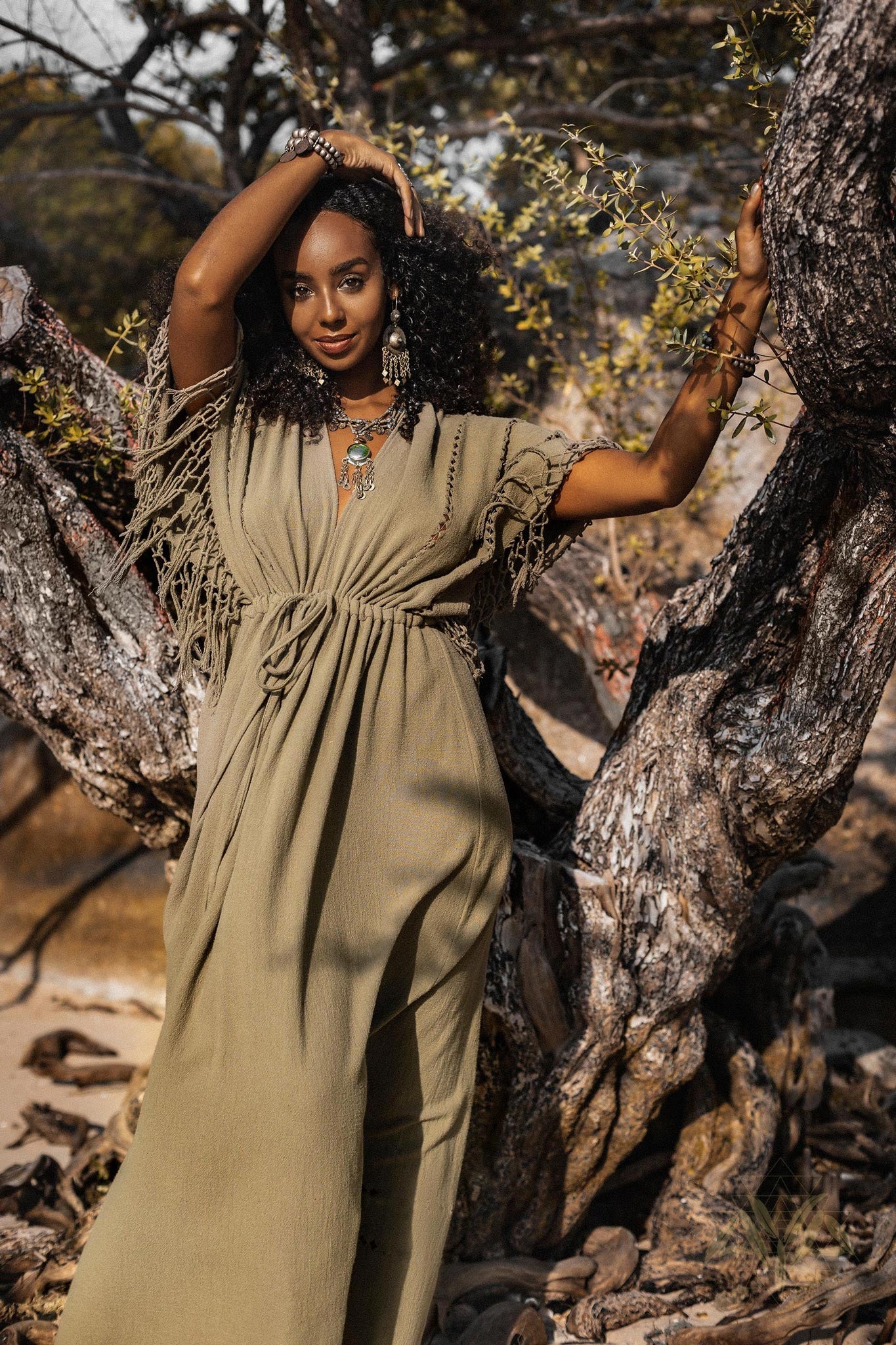 Sage Green Boho Dress • Plus Size Dress for Women • Kaftan Maxi Dress by AYA Sacred Wear