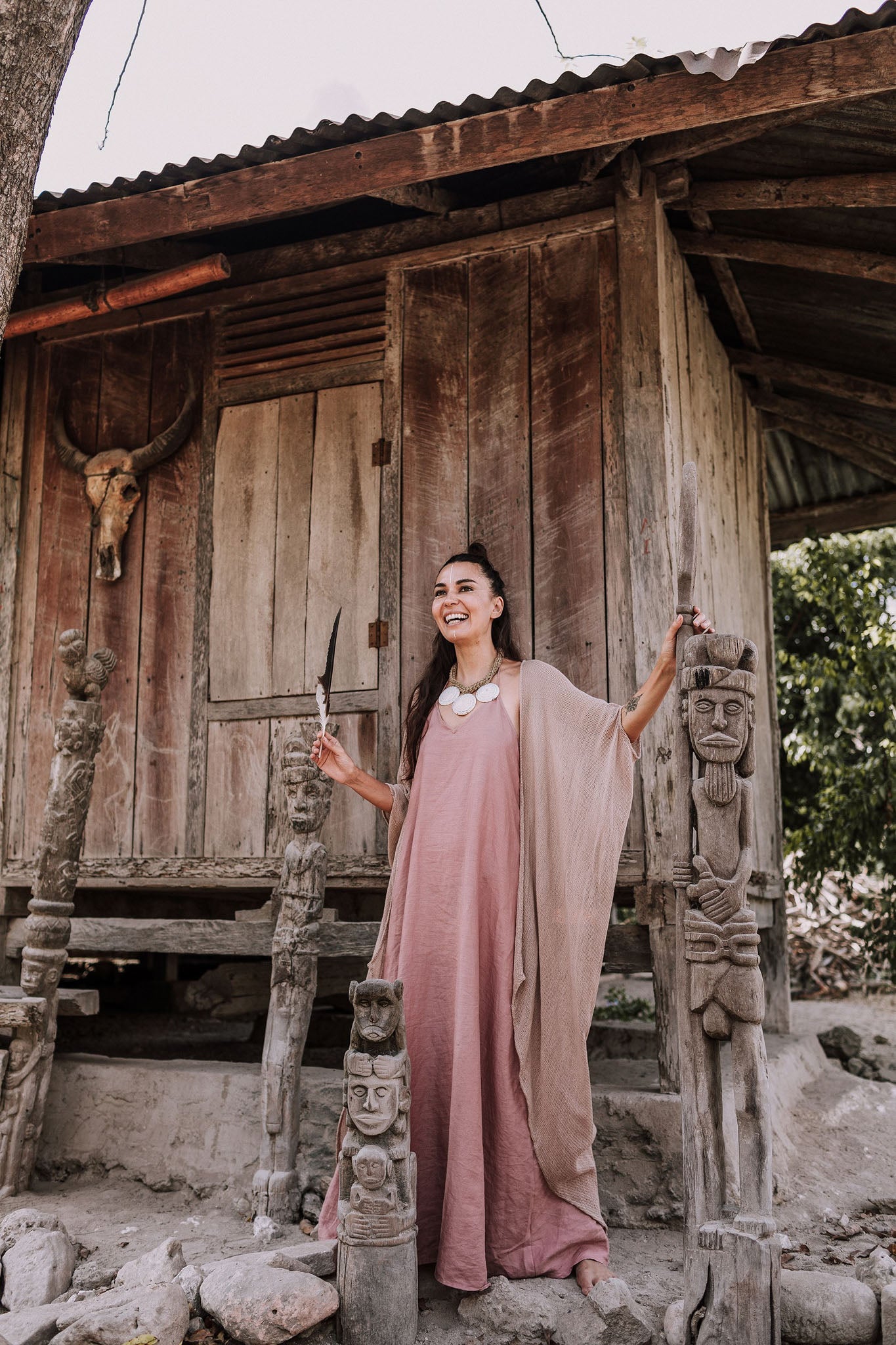 Bamboo Boho Kimono Cover-up, Bridal Cape, Poncho Robe - AYA Sacred Wear