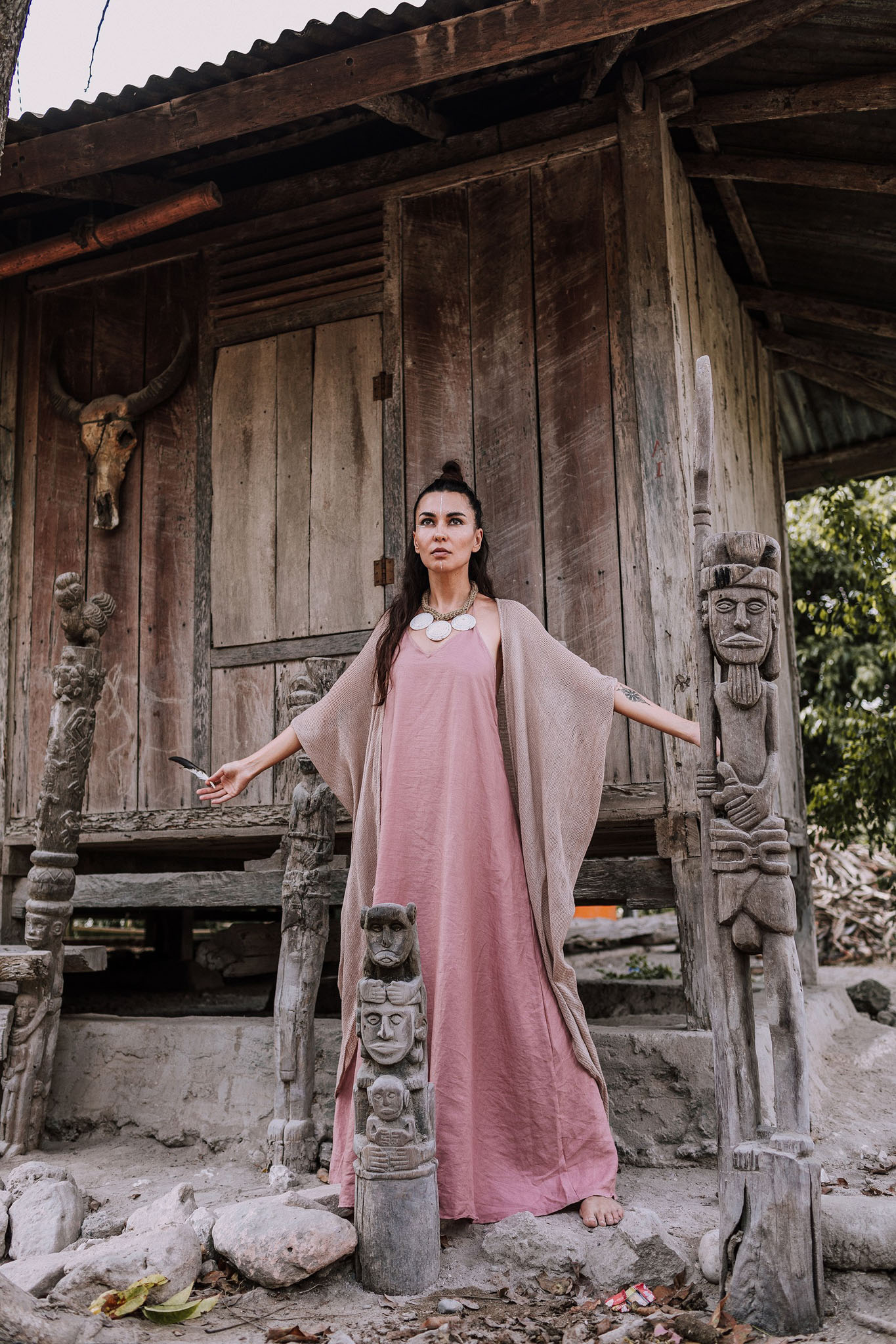 Bamboo Boho Kimono Cover-up, Bridal Cape, Poncho Robe - AYA Sacred Wear