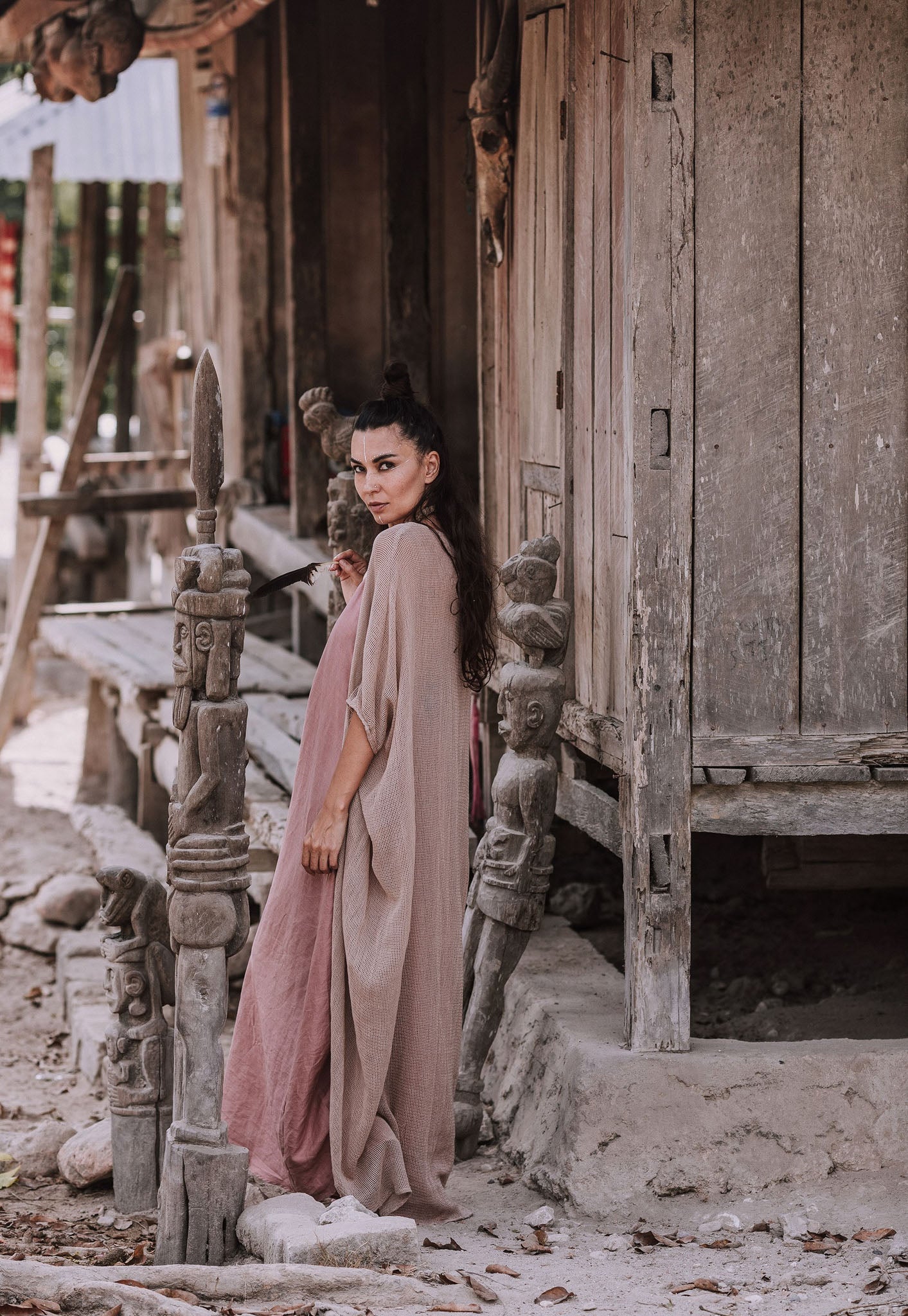 Bamboo Boho Kimono Cover-up, Bridal Cape, Poncho Robe - AYA Sacred Wear