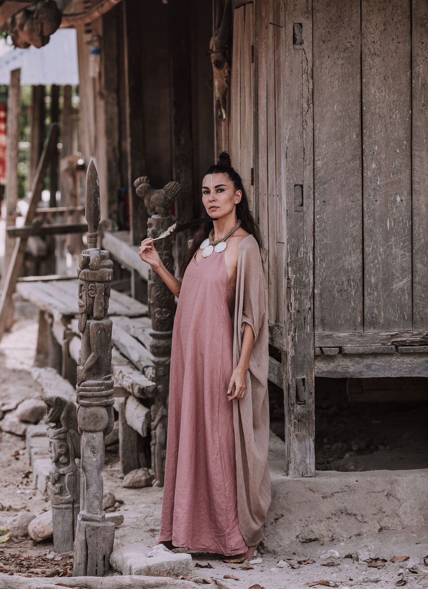 Bamboo Boho Kimono Cover-up, Bridal Cape, Poncho Robe - AYA Sacred Wear