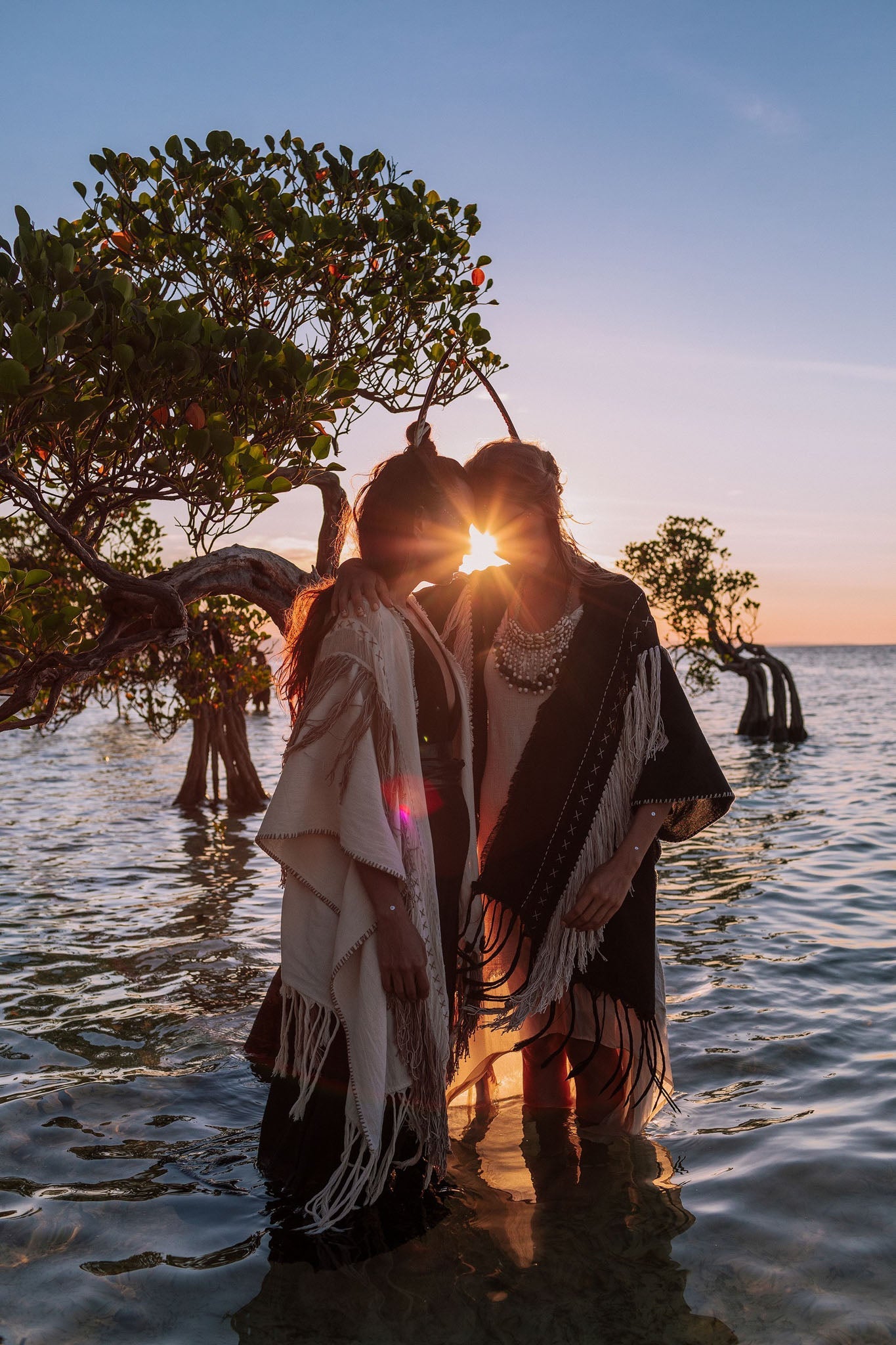 Black Boho Poncho, Hand Stitch Mantel with Hand Loomed Tassels - AYA Sacred Wear 