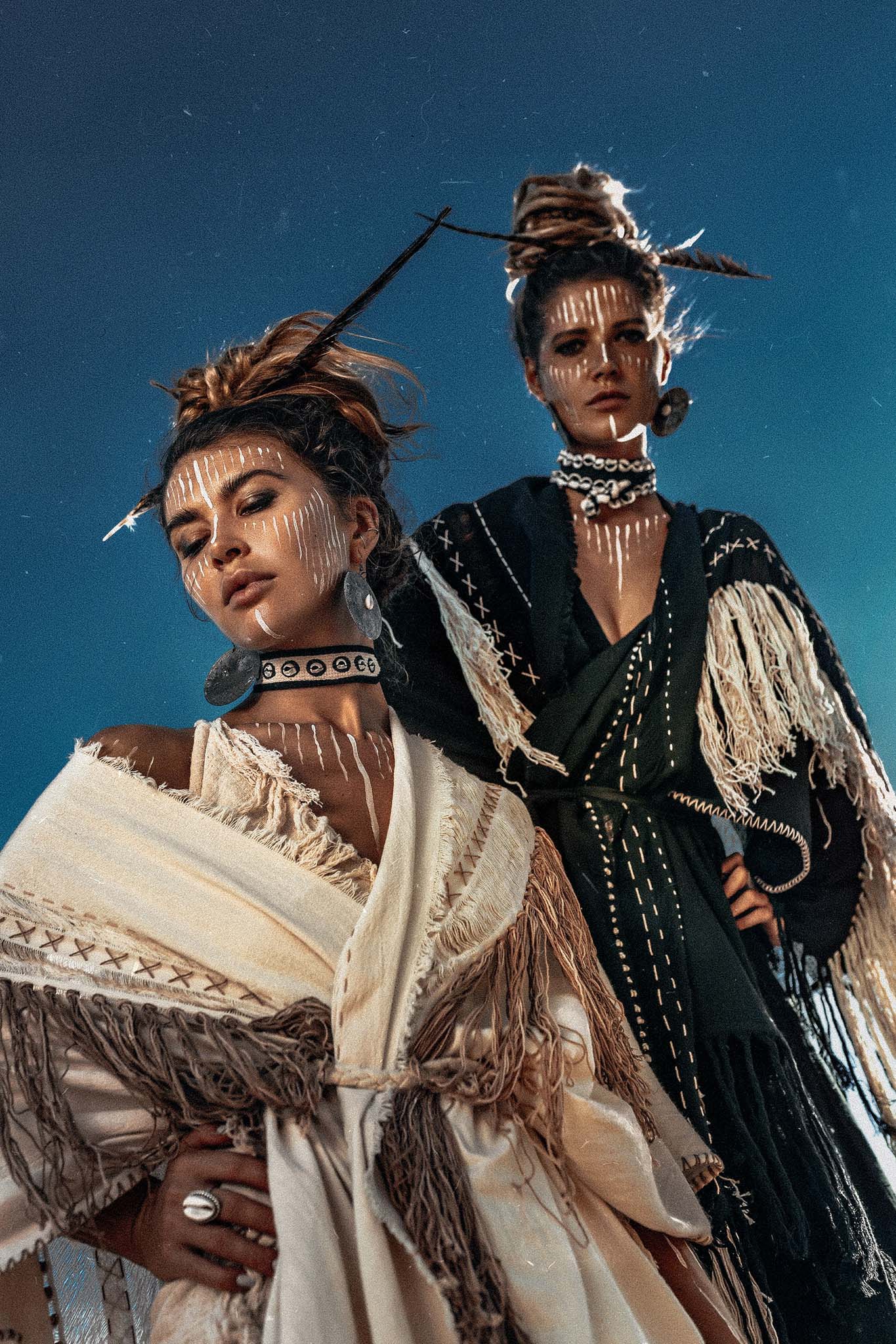 Black Boho Poncho, Hand Stitch Mantel with Hand Loomed Tassels - AYA Sacred Wear 