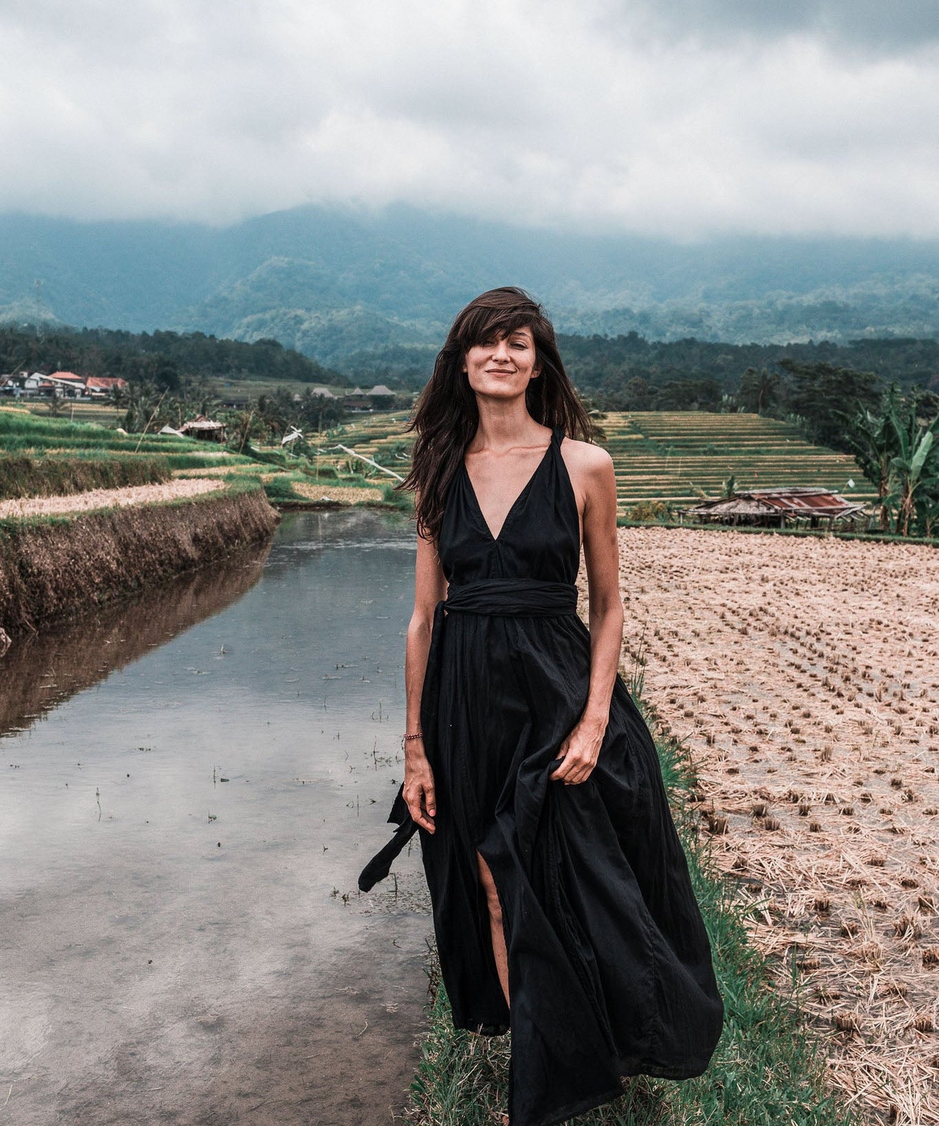 Black Cotton Bohemian Maxi Dress Convertible Dress - AYA Sacred Wear