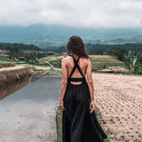 Black Cotton Bohemian Maxi Dress Convertible Dress - AYA Sacred Wear