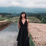 Black Cotton Bohemian Maxi Dress Convertible Dress - AYA Sacred Wear