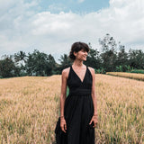 Black Cotton Bohemian Maxi Dress Convertible Dress - AYA Sacred Wear