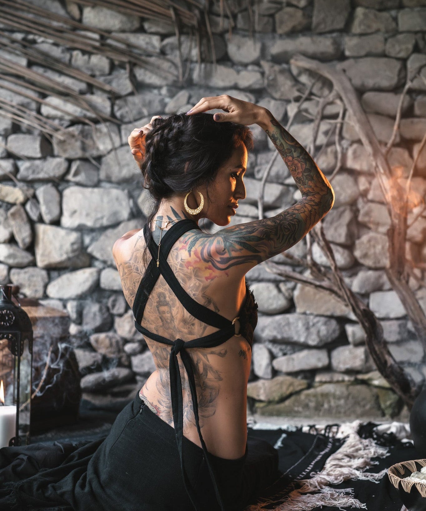 Black Cotton Boho Organic Cotton Dress - AYA Sacred Wear