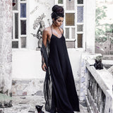 Black Cotton Boho Goddess Cocktail Slip Dress - AYA Sacred Wear
