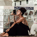 Black Cotton Boho Goddess Cocktail Slip Dress - AYA Sacred Wear