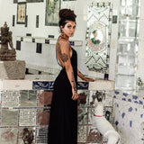 Black Cotton Boho Goddess Cocktail Slip Dress - AYA Sacred Wear