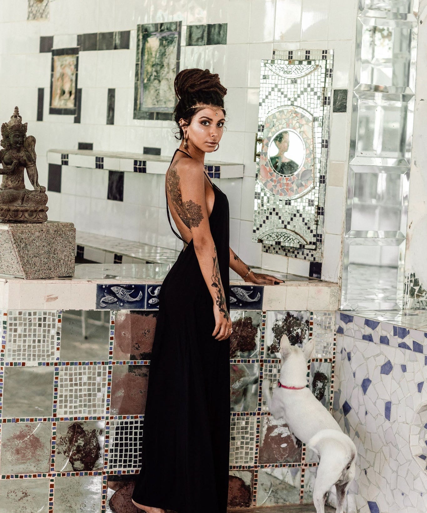 Black Cotton Boho Goddess Cocktail Slip Dress - AYA Sacred Wear