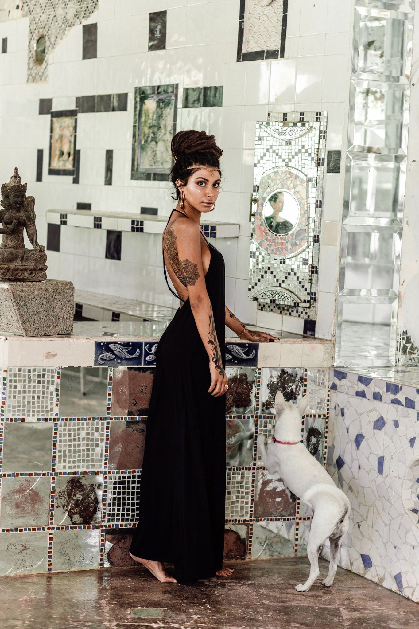 Black Cotton Boho Goddess Cocktail Slip Dress - AYA Sacred Wear