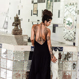 Black Cotton Boho Goddess Cocktail Slip Dress - AYA Sacred Wear