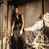 Black Linen Pants Boho Yoga Pants - AYA Sacred Wear