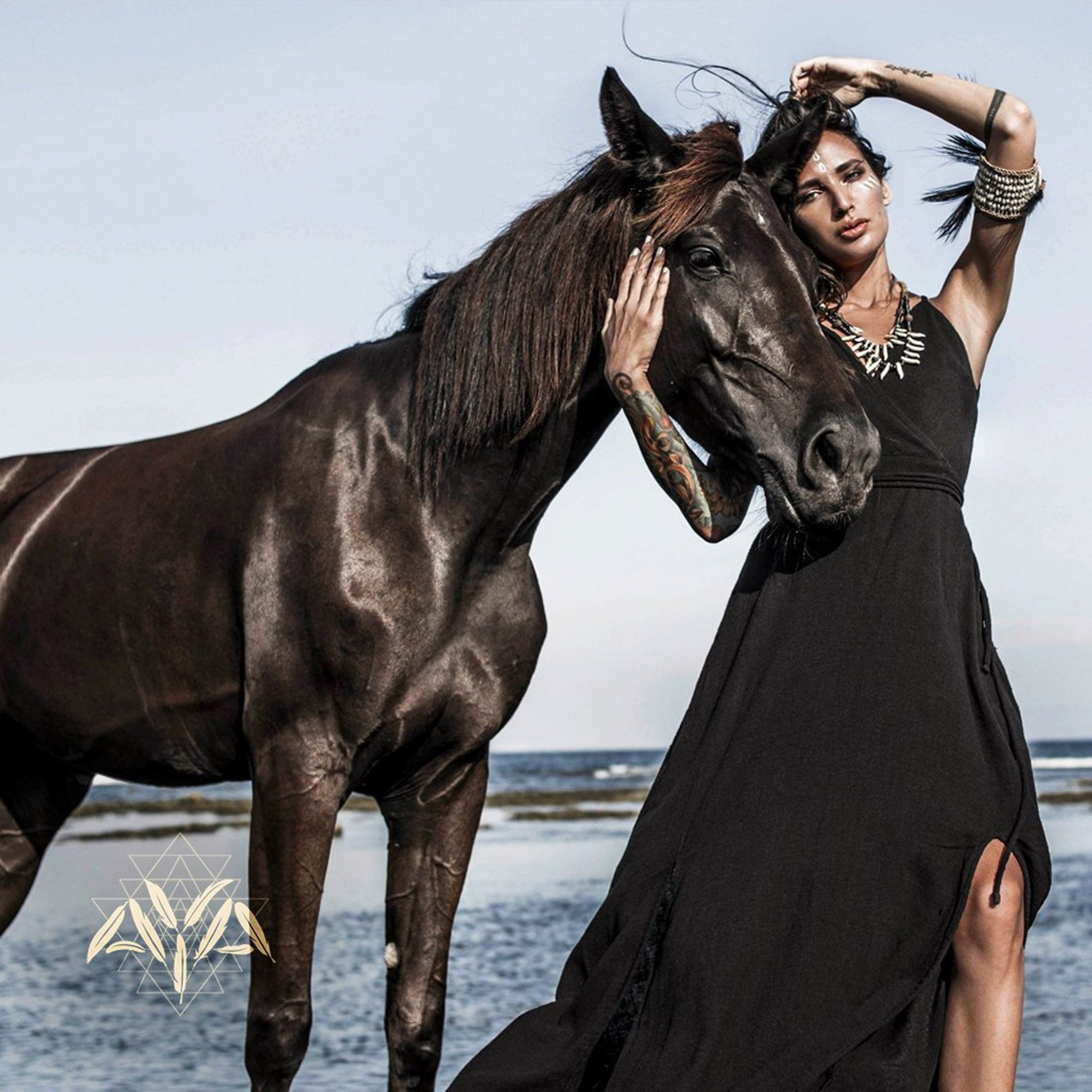 Black Maxi Dress Evening Boho Dress - AYA Sacred Wear