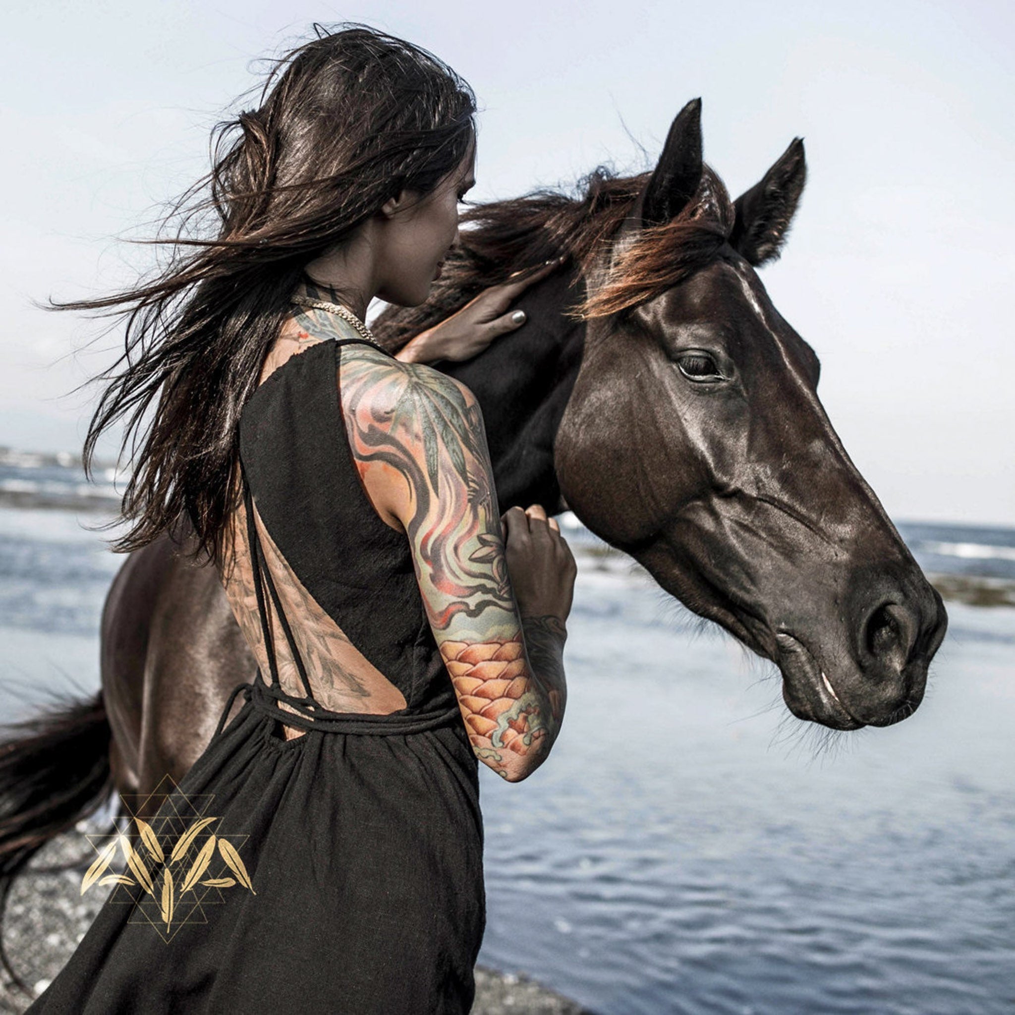 Black Maxi Dress Evening Boho Dress - AYA Sacred Wear