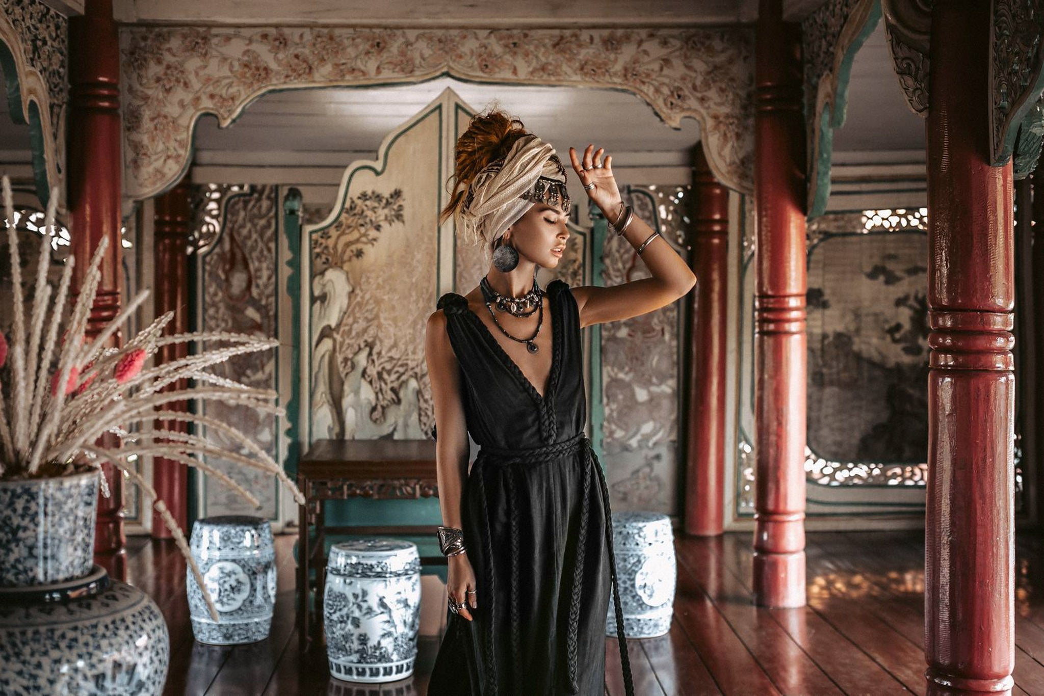 Black Nomad Spirit Dress (Adjustable size, multiway dress) - AYA Sacred Wear