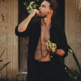 Black Handwoven Cotton Oversized Shirt for Men by AYA Sacred Wear