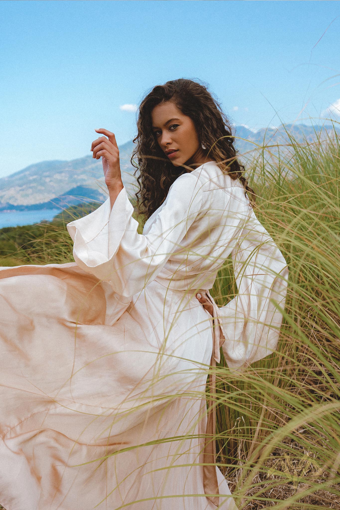 Charming Boho Wrap Top - Enhance your wardrobe with this trendy and feminine ombre kimono blouse.