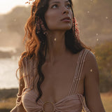 Ananda Lālita Dress Blush Rose – Crinkle Linen Goddess Dress - AYA SW IDR