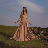 Ananda Lālita Dress Blush Rose – Crinkle Linen Goddess Dress - AYA SW IDR