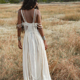 Ananda Lālita Dress Ivory Colour – Linen Organic Goddess Gown - AYA SW IDR
