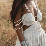 Ananda Lālita Dress Ivory Colour – Linen Organic Goddess Gown - AYA SW IDR